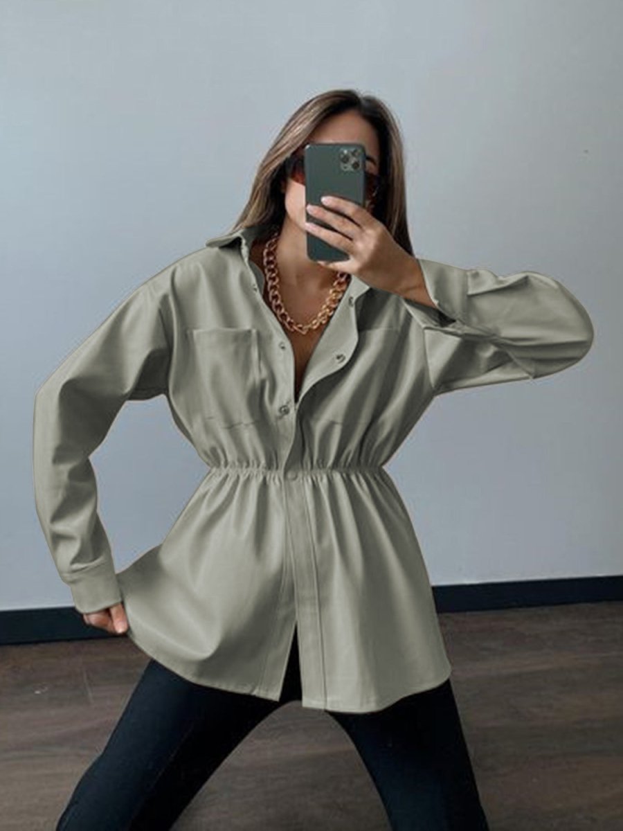 Snap Down Collared Jacket - Outerwear