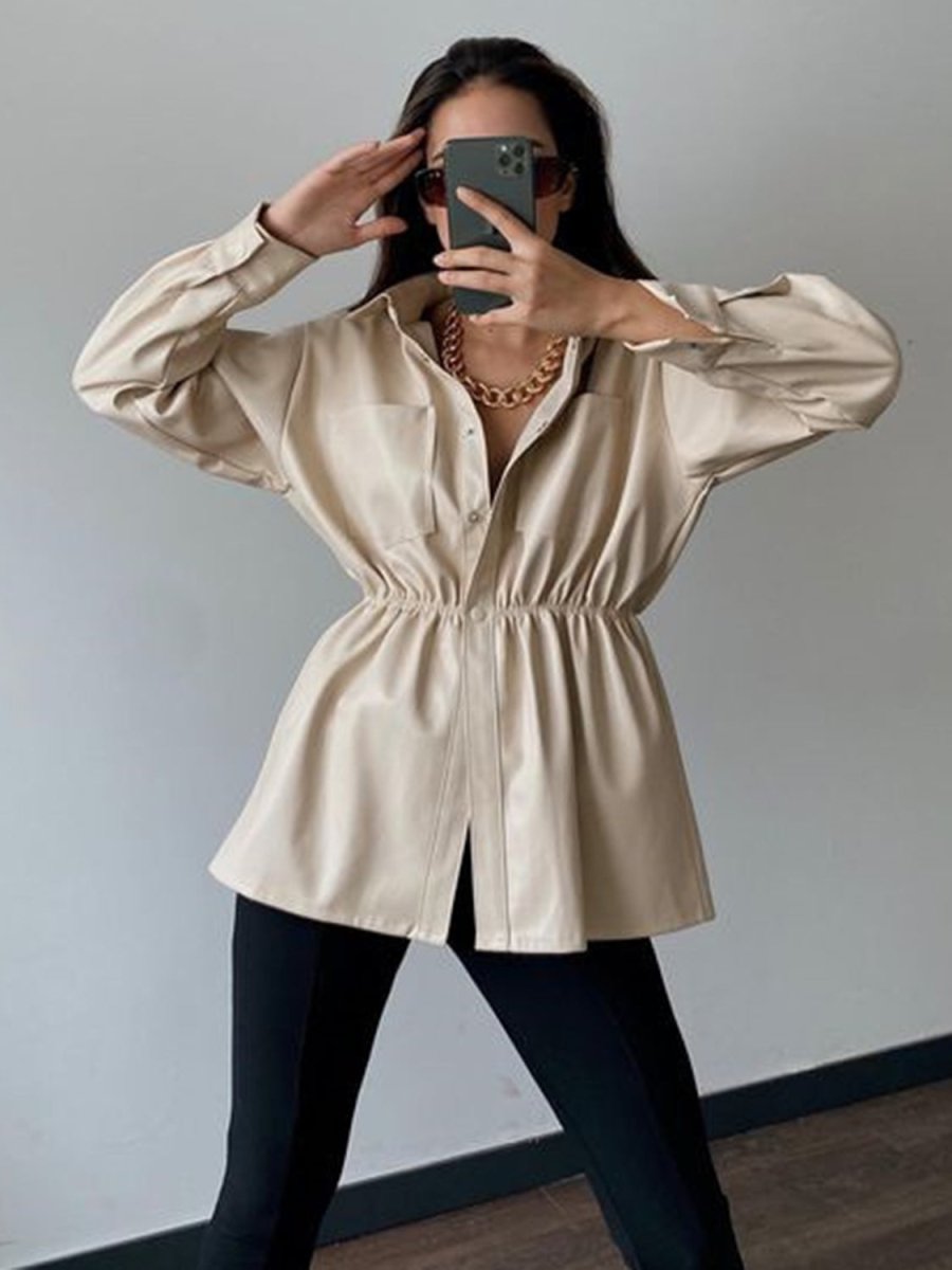 Snap Down Collared Jacket - Outerwear
