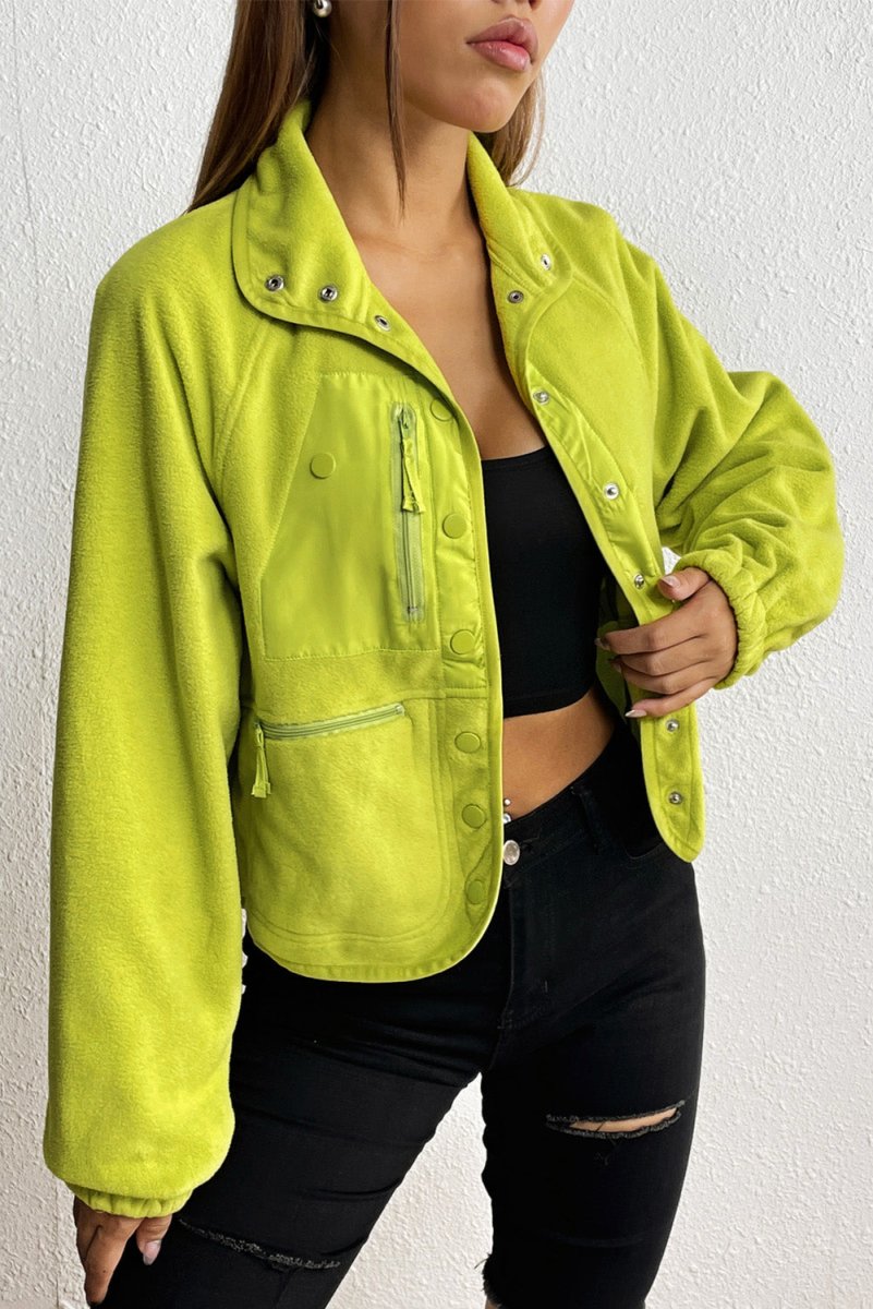 Snap Down Collared Jacket - Outerwear