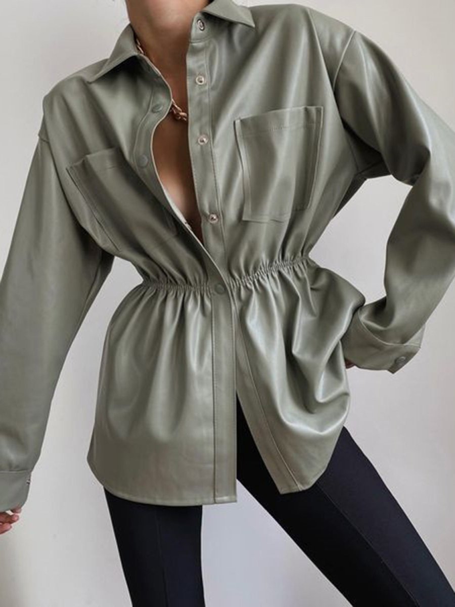 Snap Down Collared Jacket - Outerwear