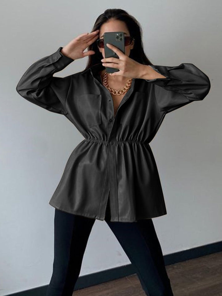 Snap Down Collared Jacket - Outerwear