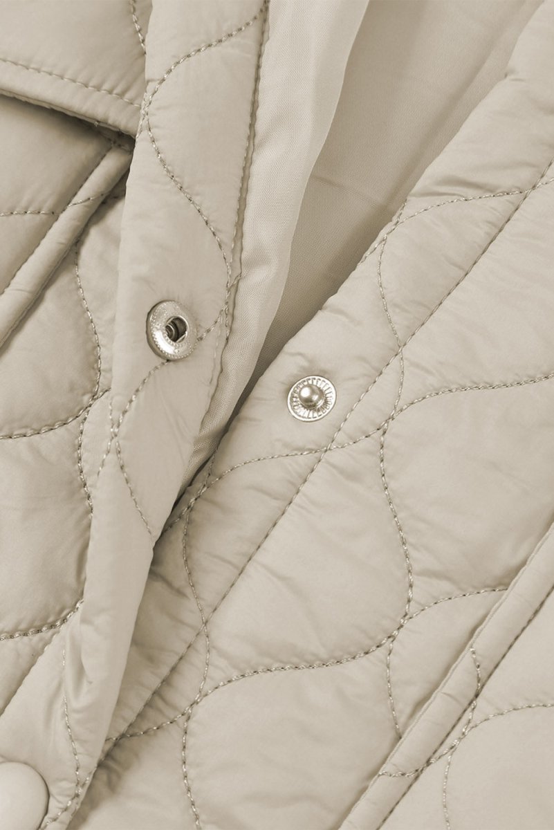 Snap Down Collared Winter Coat - Outerwear