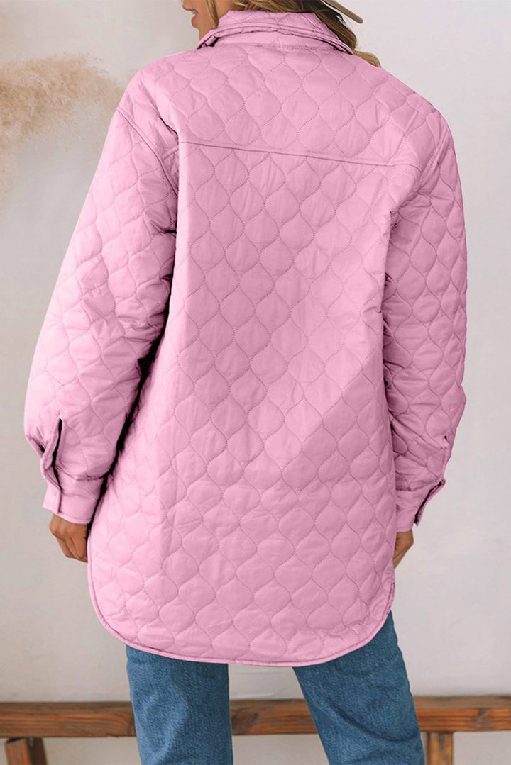 Snap Down Collared Winter Coat - Outerwear