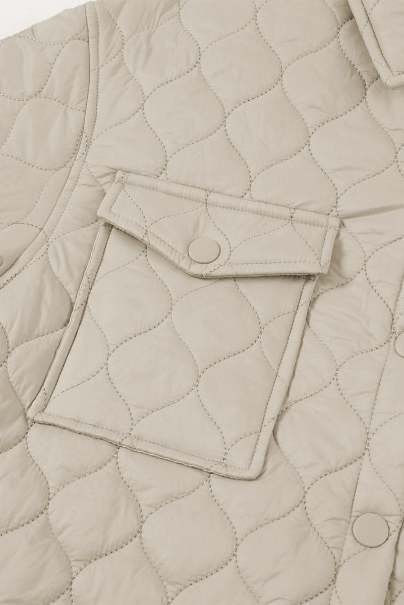 Snap Down Collared Winter Coat - Outerwear