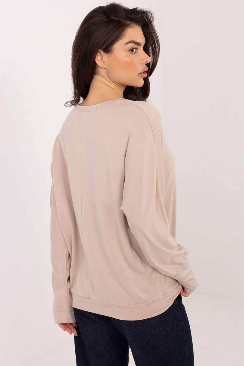 Soft Micro Modal Knit Blouse with Long Sleeves - 