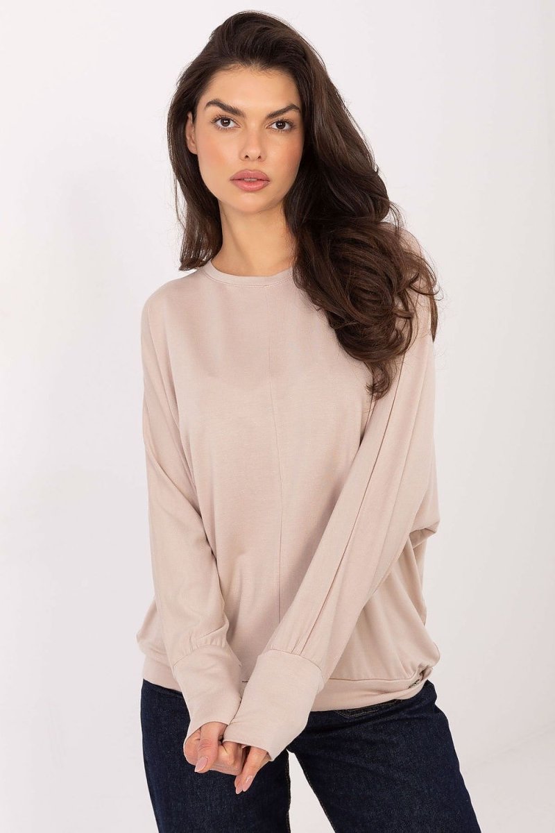 Soft Micro Modal Knit Blouse with Long Sleeves - 