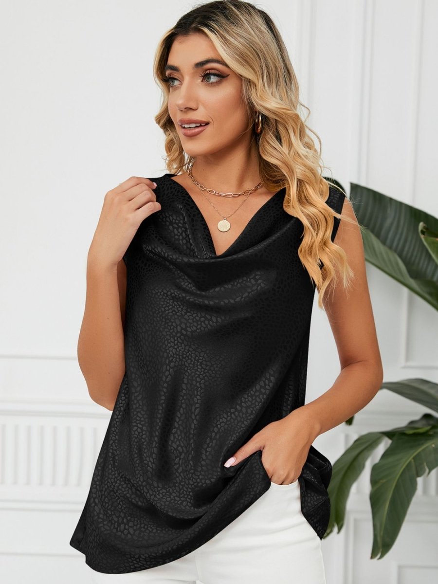 Solid Cowl Neck Top - Top