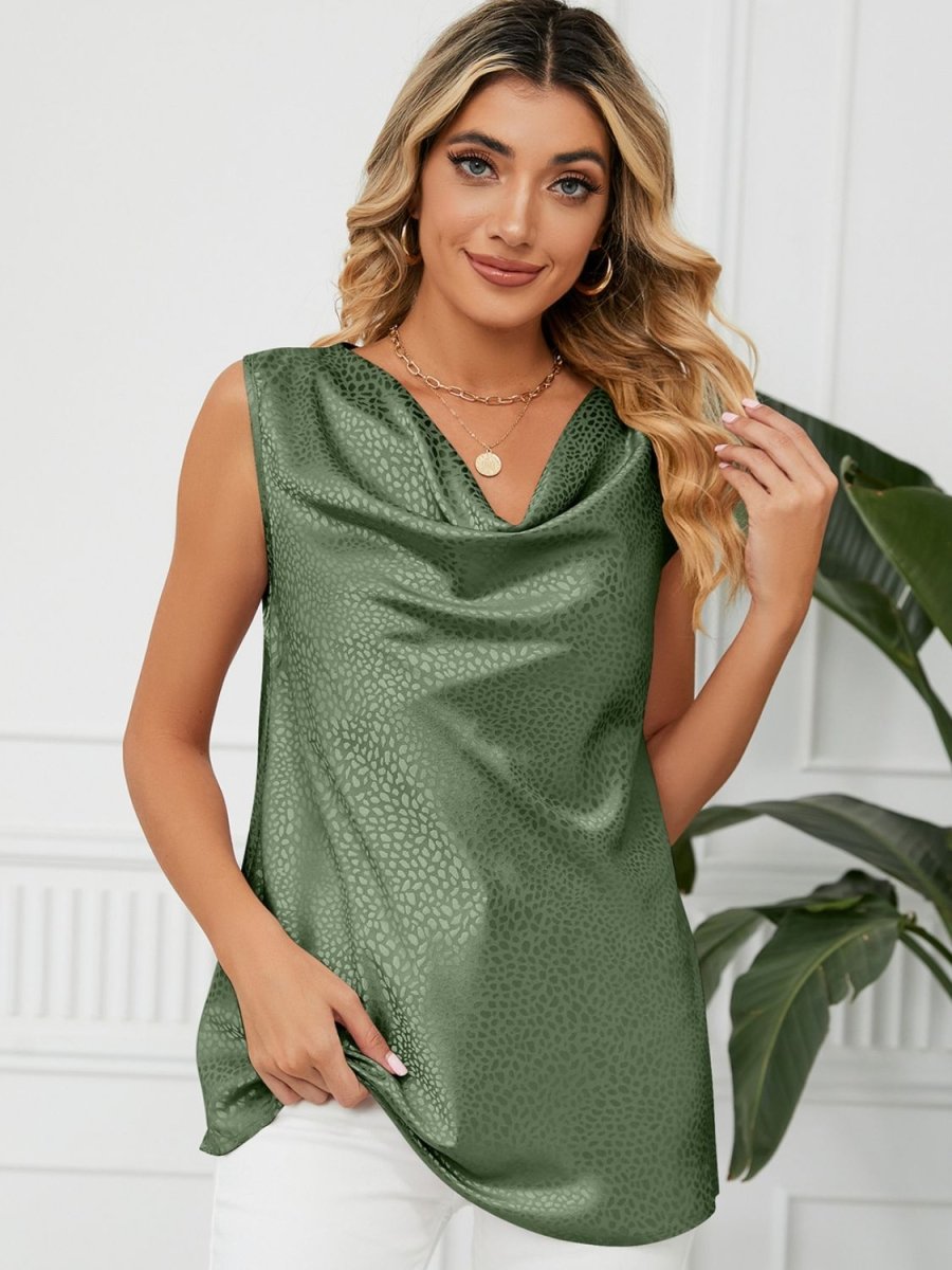 Solid Cowl Neck Top - Top