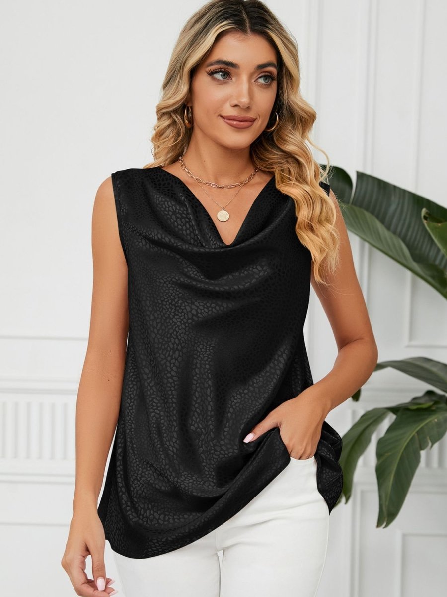Solid Cowl Neck Top - Top