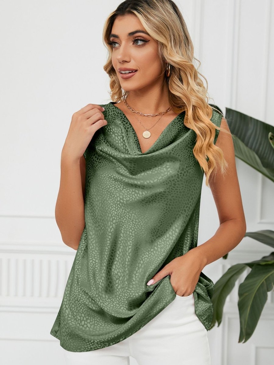 Solid Cowl Neck Top - Top