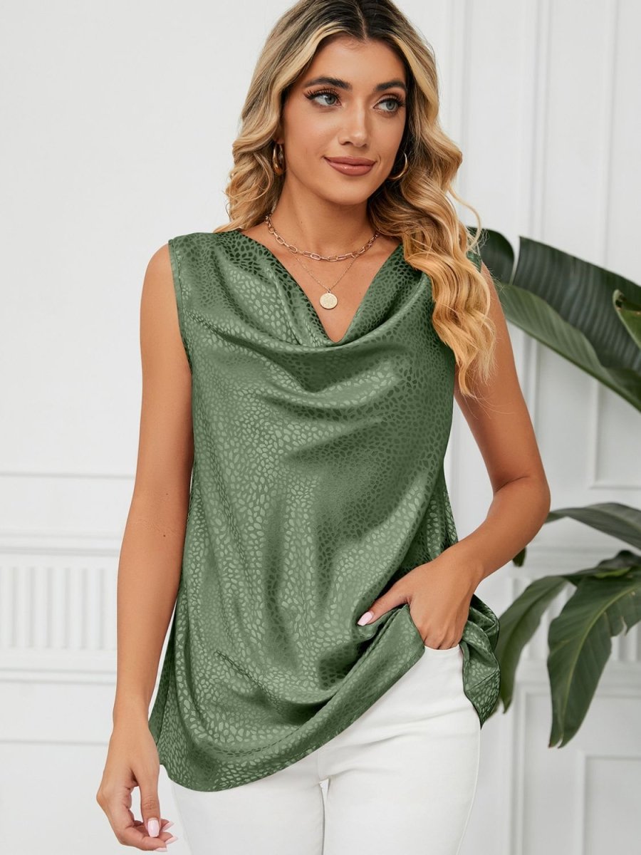 Solid Cowl Neck Top - Top