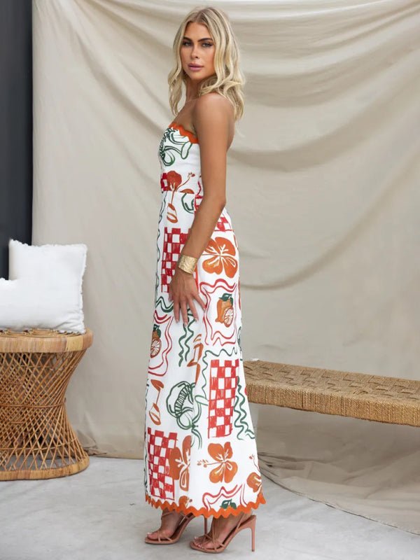 Spring and summer new style breast - wrapped pleated casual printed dress - Vacation Dress