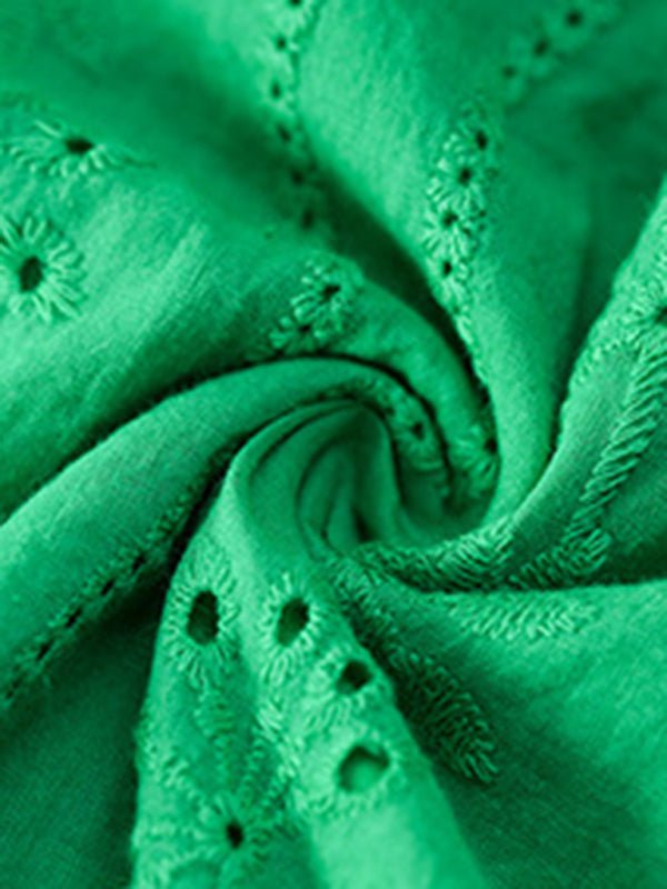 Square Neck Dress Femininity Elegant Hollow Jacquard Skirt - Casual Dress