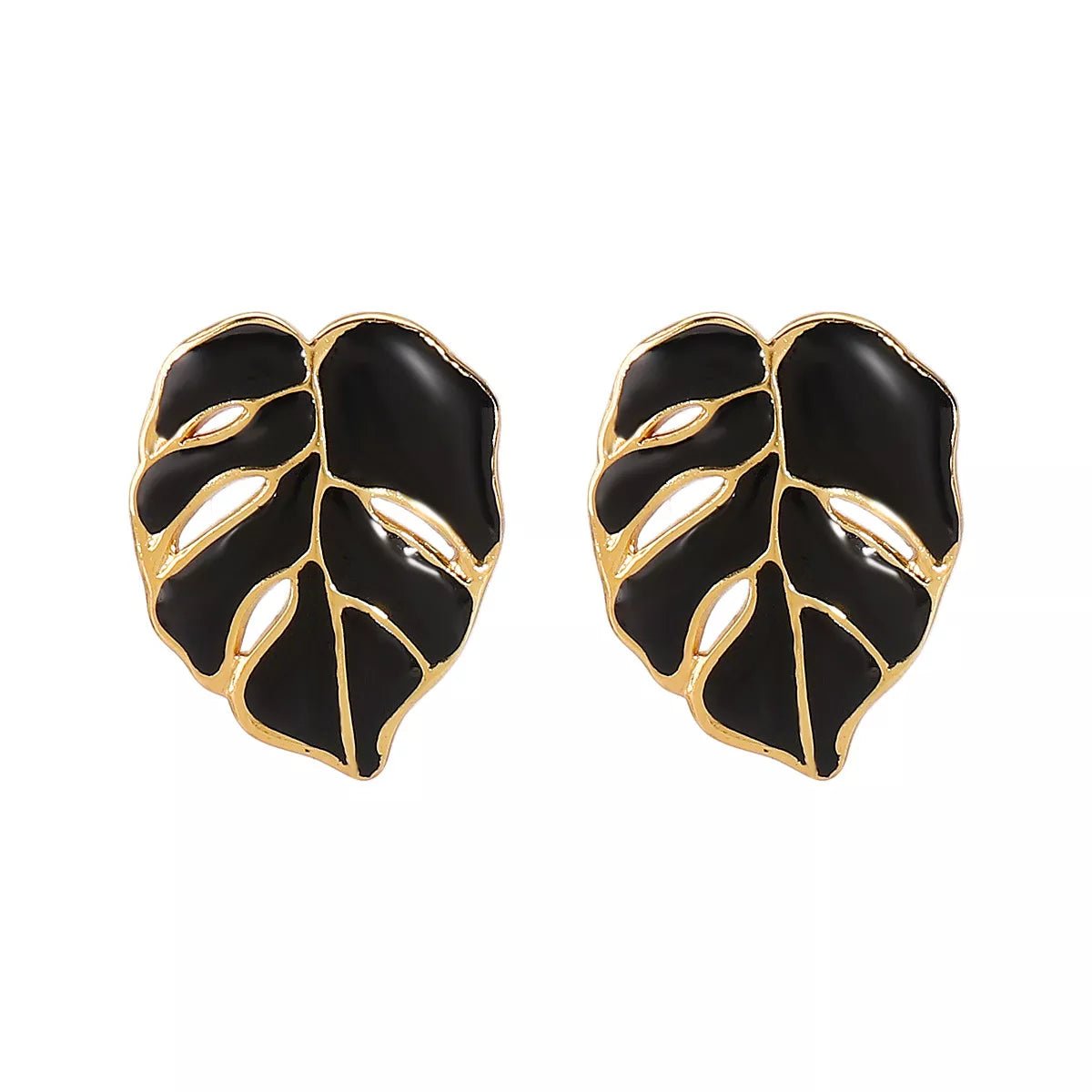 Stainless Steel Leaf Stud Earrings - 