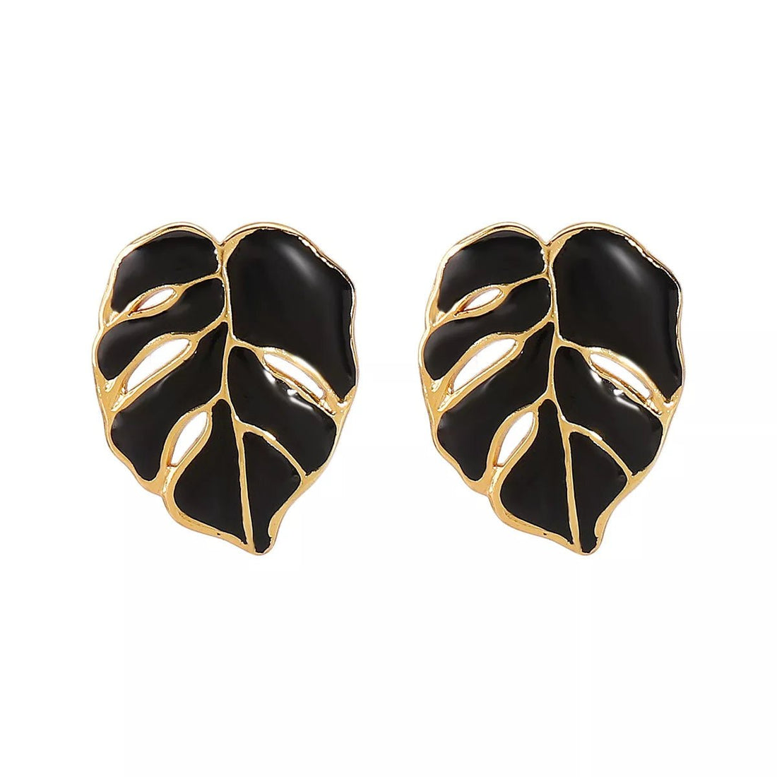 Stainless Steel Leaf Stud Earrings - 