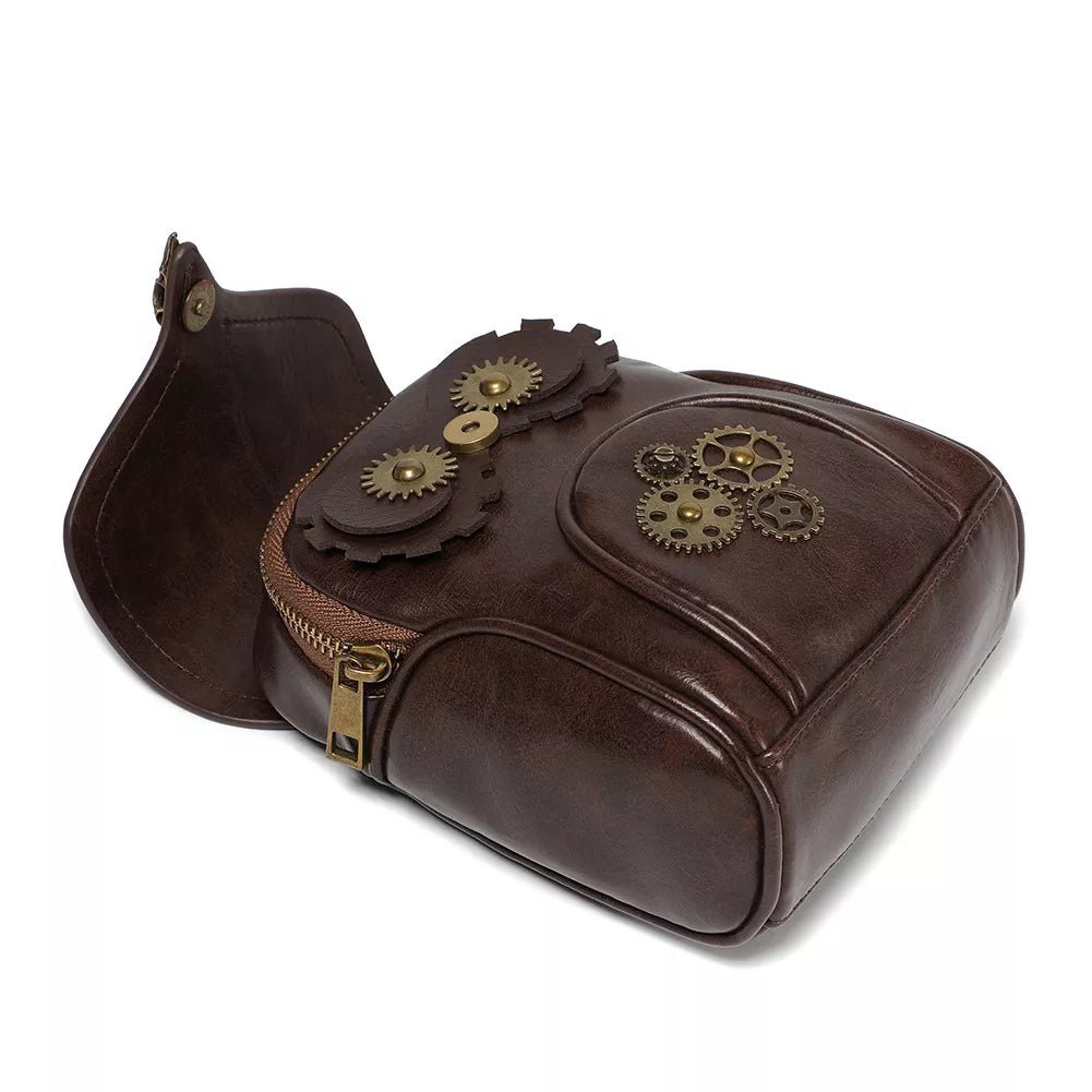 Steampunk Owl Design Mini Crossbody Bag - 