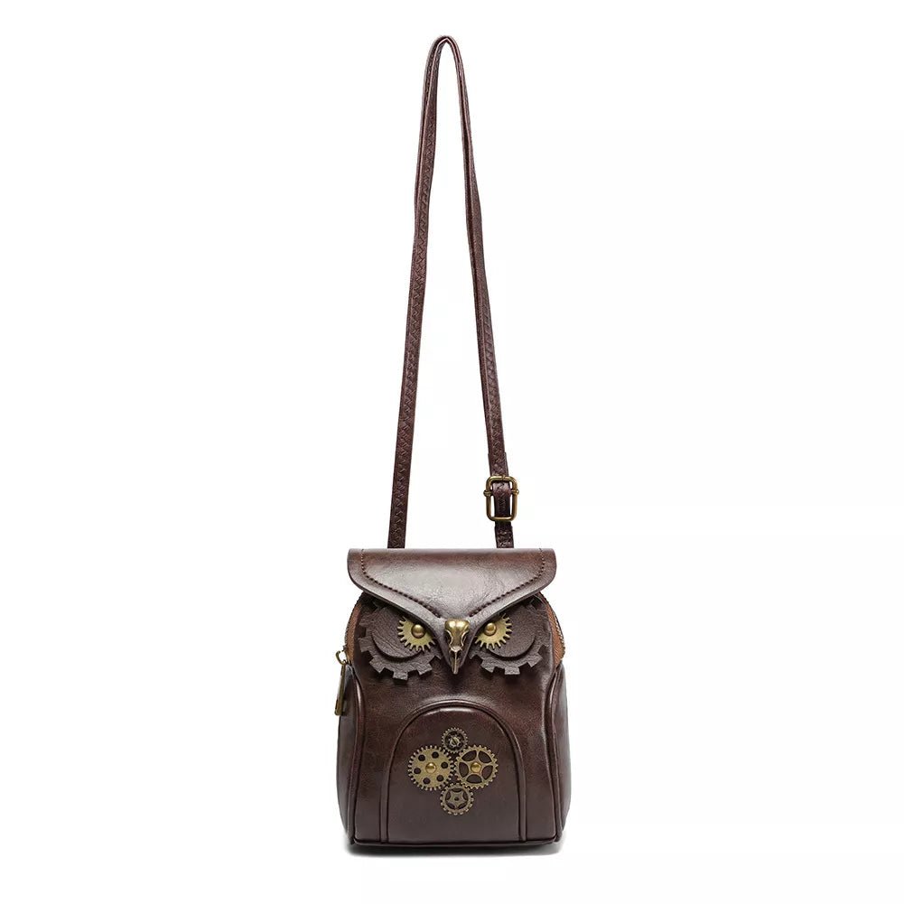 Steampunk Owl Design Mini Crossbody Bag - 