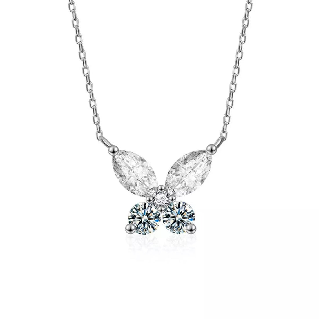 Sterling Silver Moissanite Butterfly Necklace - 