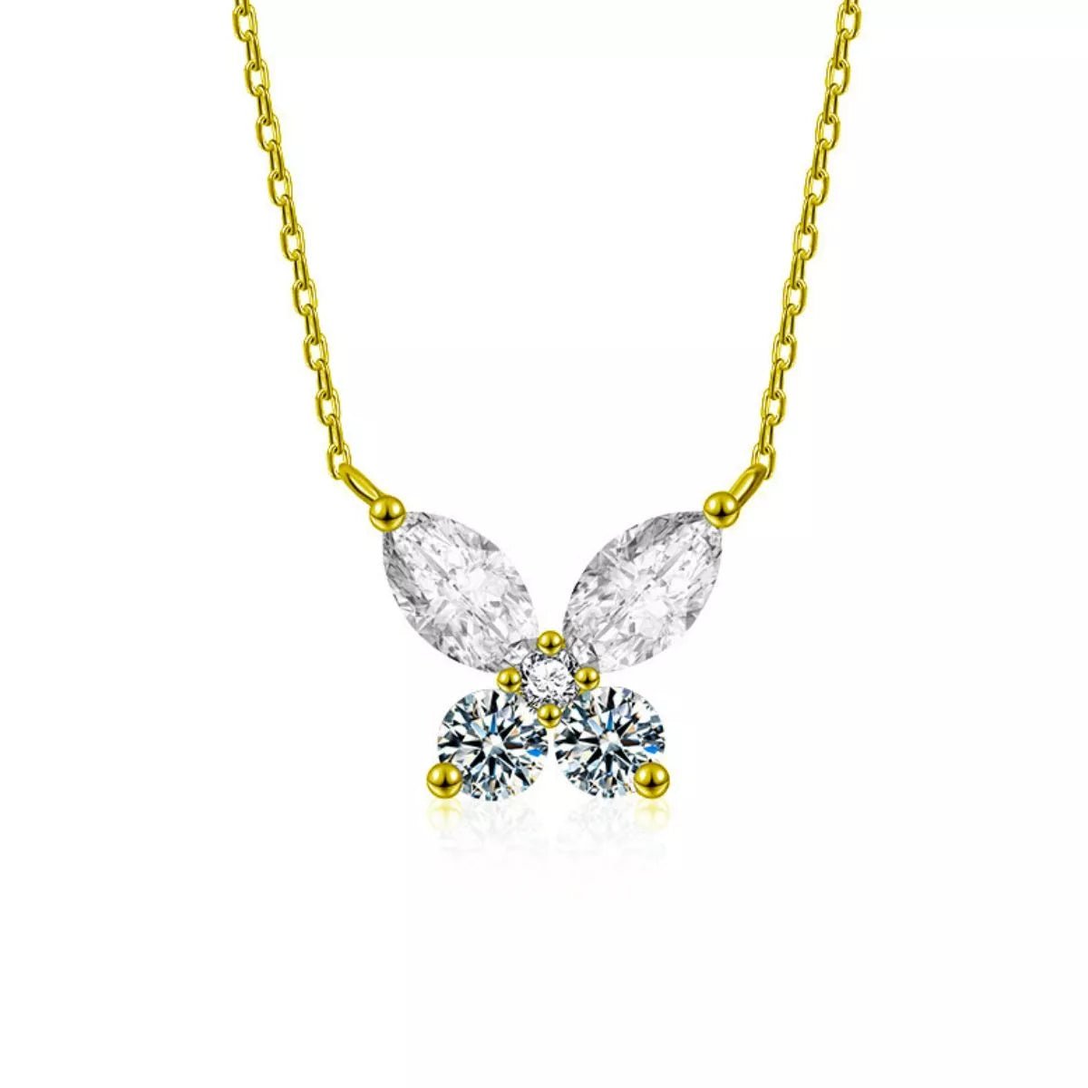 Sterling Silver Moissanite Butterfly Necklace - 