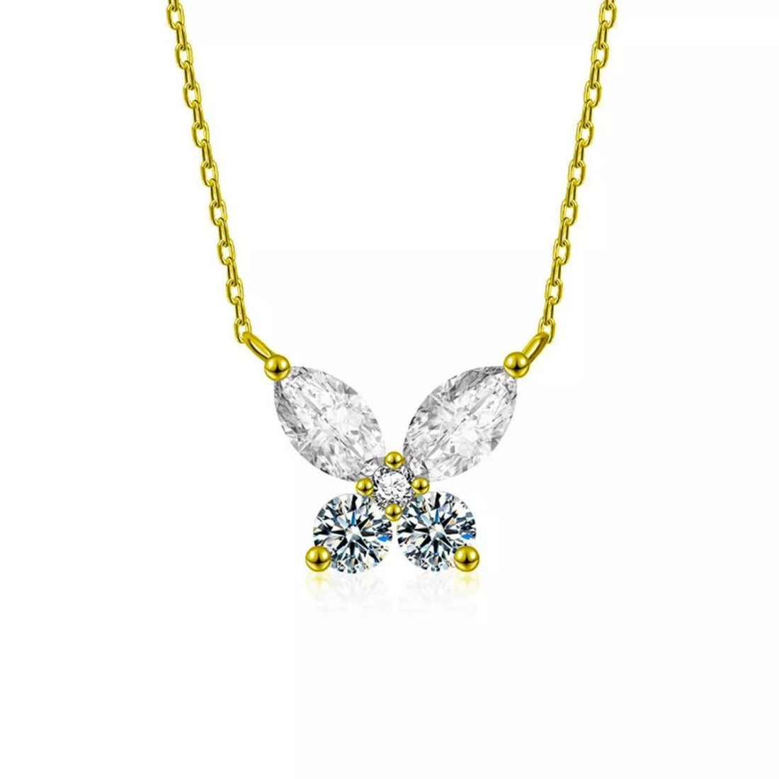 Sterling Silver Moissanite Butterfly Necklace - 