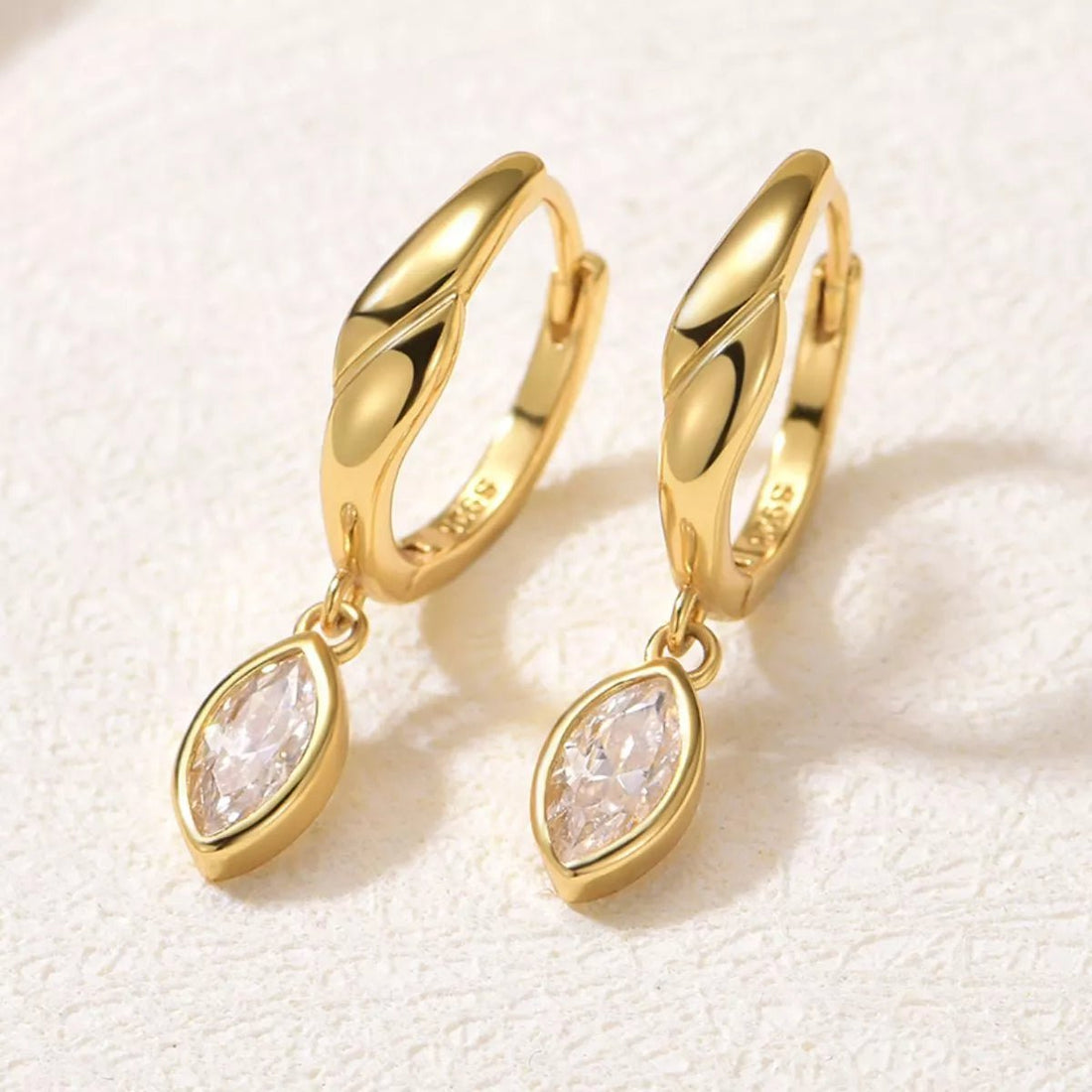 Sterling Silver Moissanite Hoop Drop Earrings - 