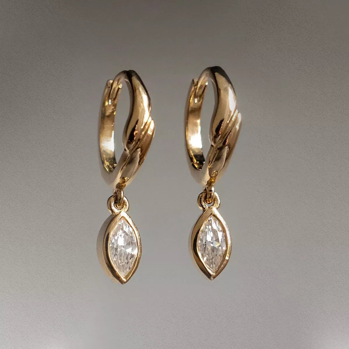 Sterling Silver Moissanite Hoop Drop Earrings - 