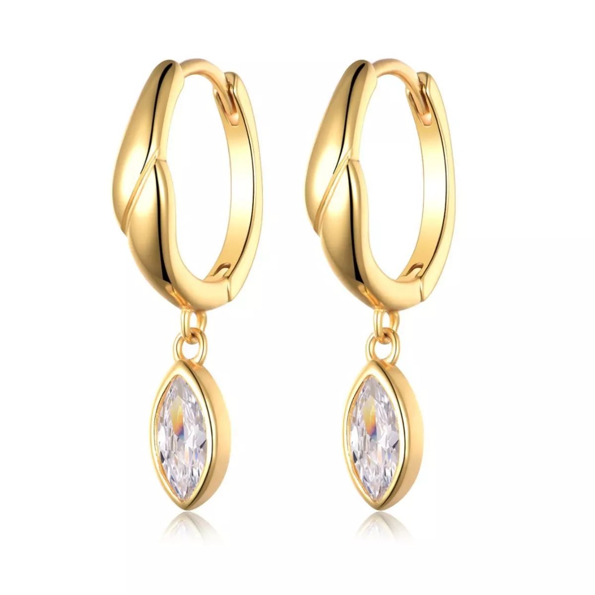 Sterling Silver Moissanite Hoop Drop Earrings - 