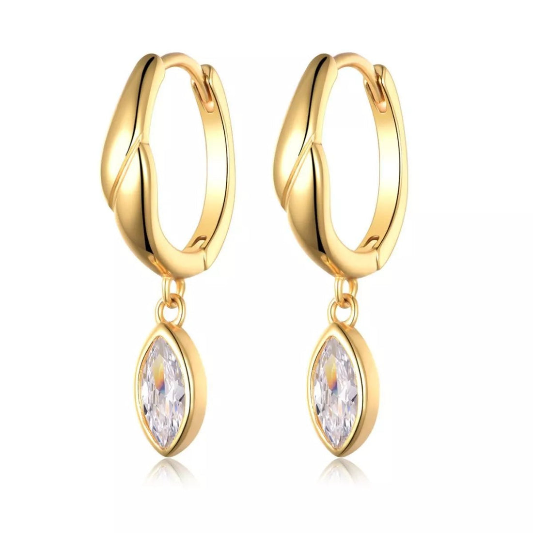 Sterling Silver Moissanite Hoop Drop Earrings - 