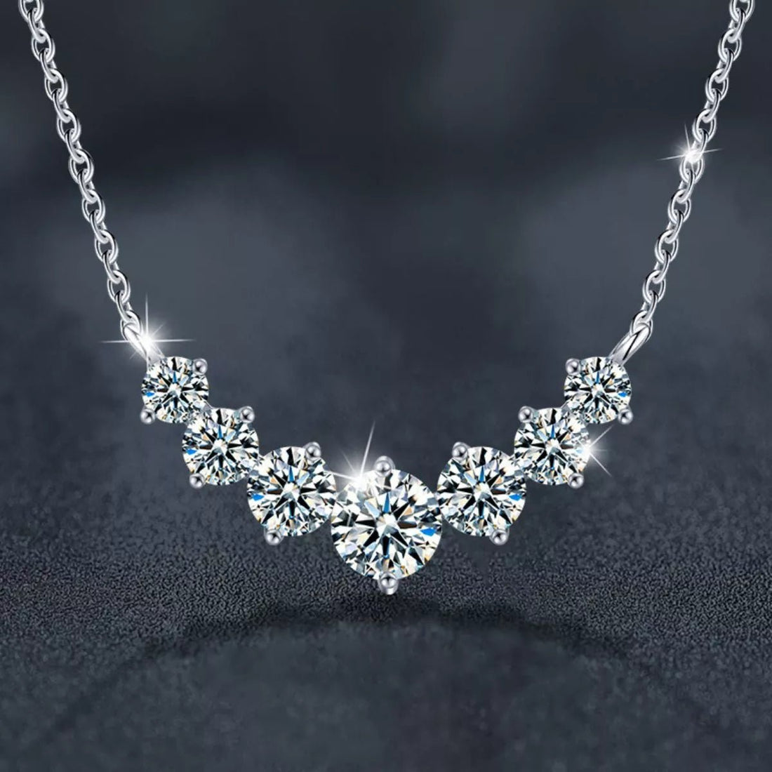 Sterling Silver Moissanite Necklace - 