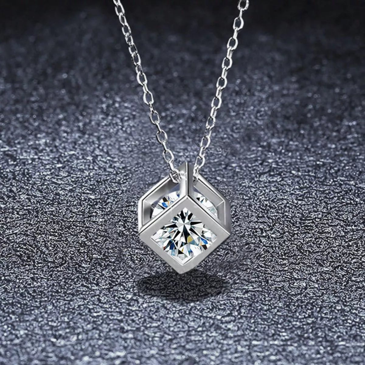 Sterling Silver Moissanite Pendant Necklace - 