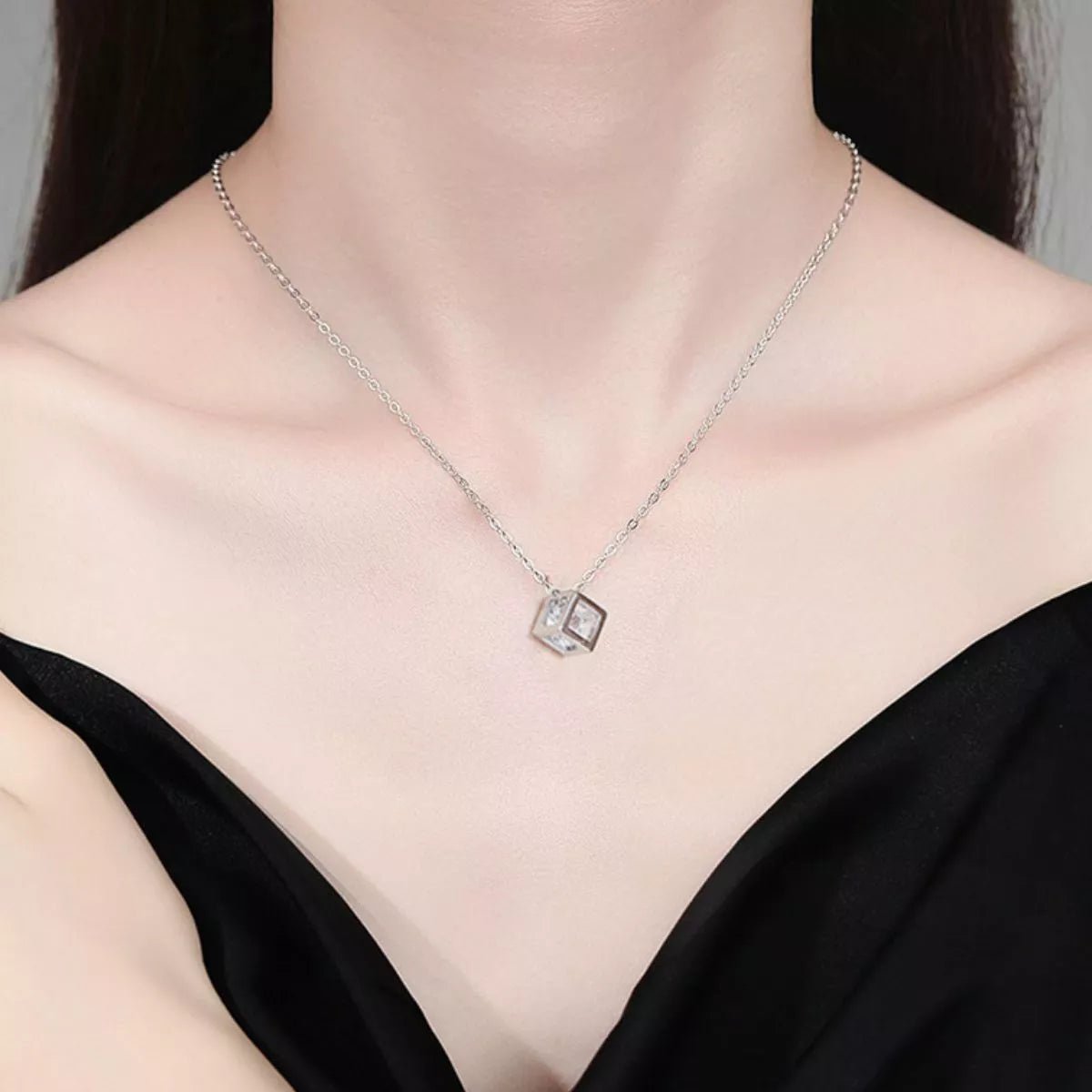 Sterling Silver Moissanite Pendant Necklace - 