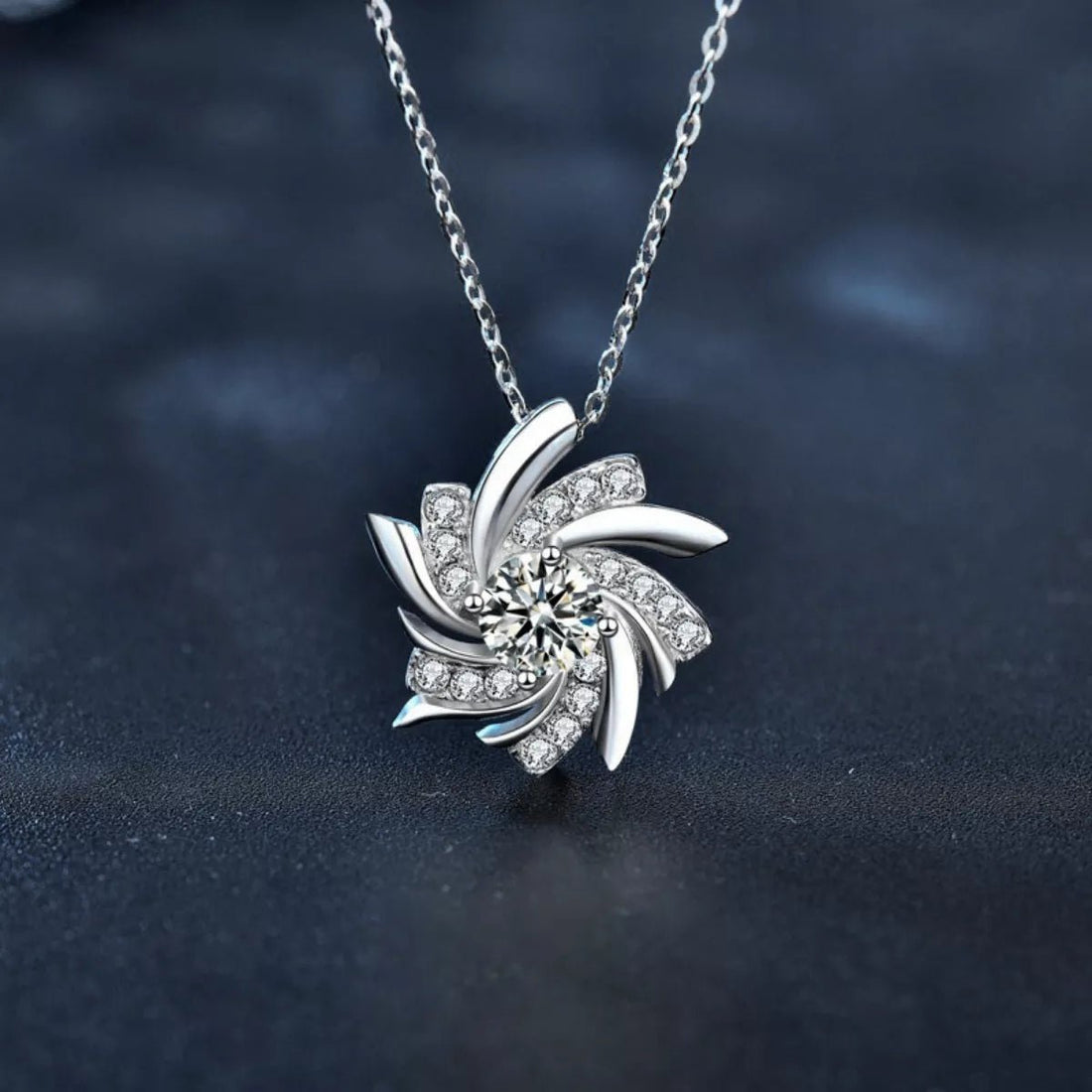 Sterling Silver Moissanite Pendant Necklace - 