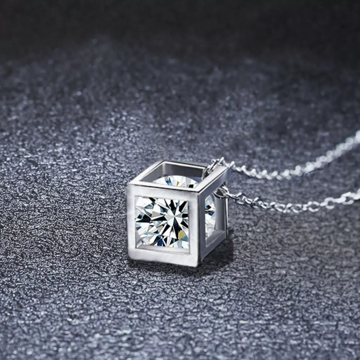 Sterling Silver Moissanite Pendant Necklace - 