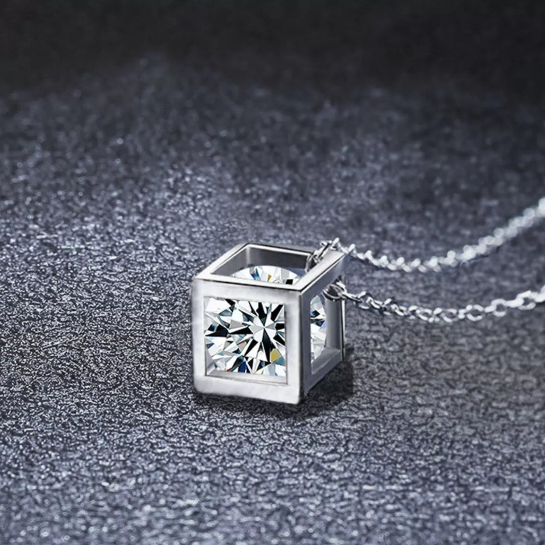Sterling Silver Moissanite Pendant Necklace - 