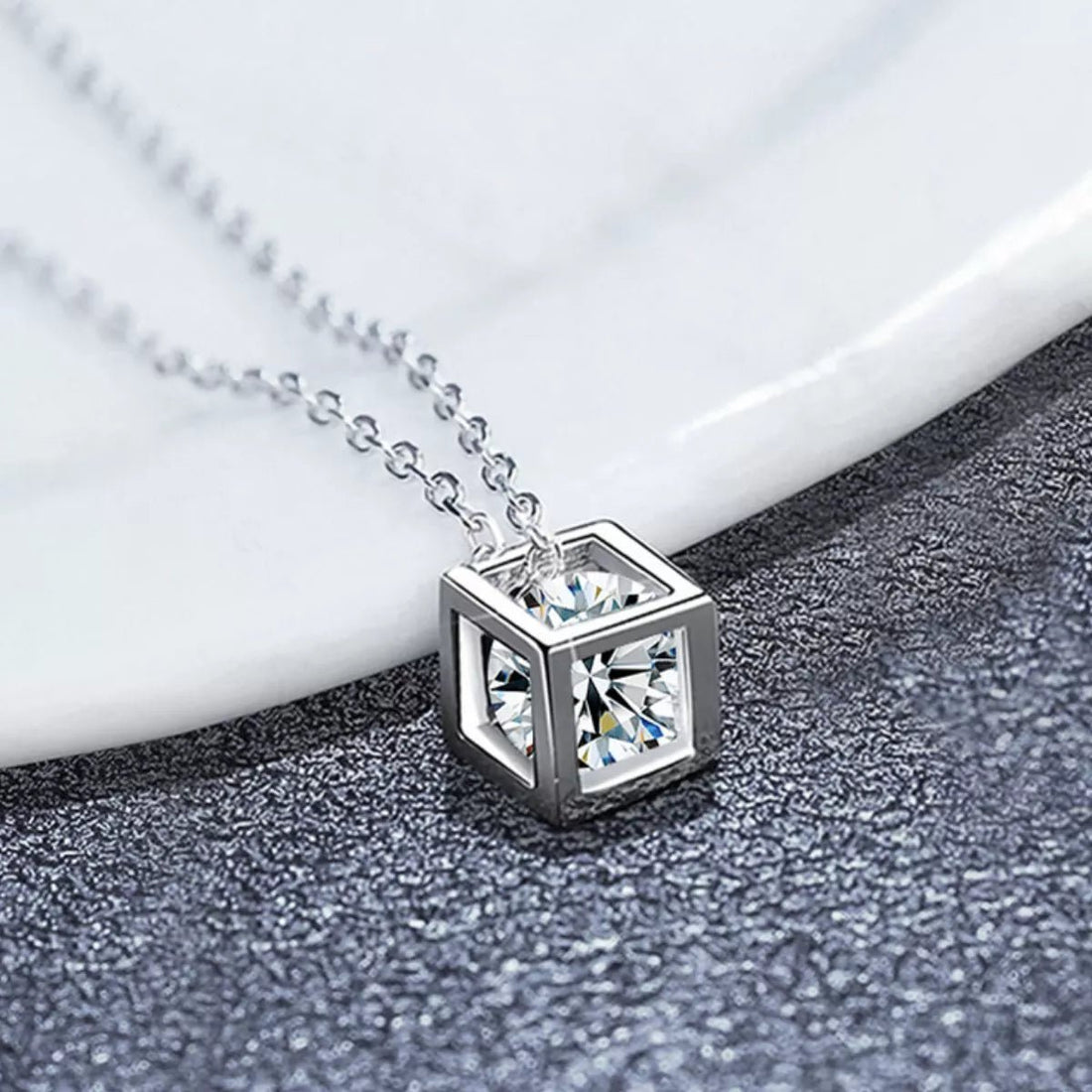 Sterling Silver Moissanite Pendant Necklace - 