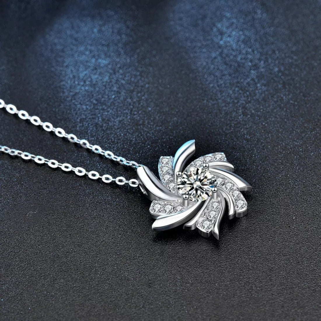 Sterling Silver Moissanite Pendant Necklace - 