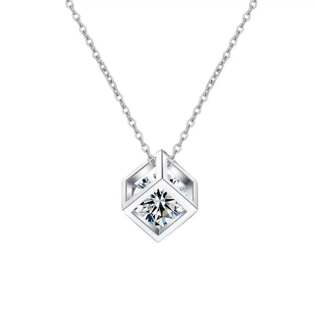 Sterling Silver Moissanite Pendant Necklace - 