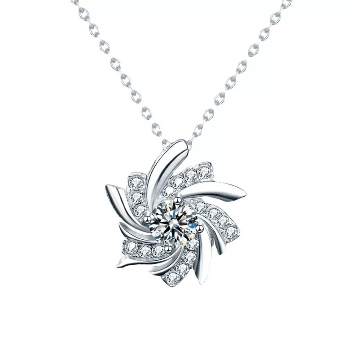 Sterling Silver Moissanite Pendant Necklace - 