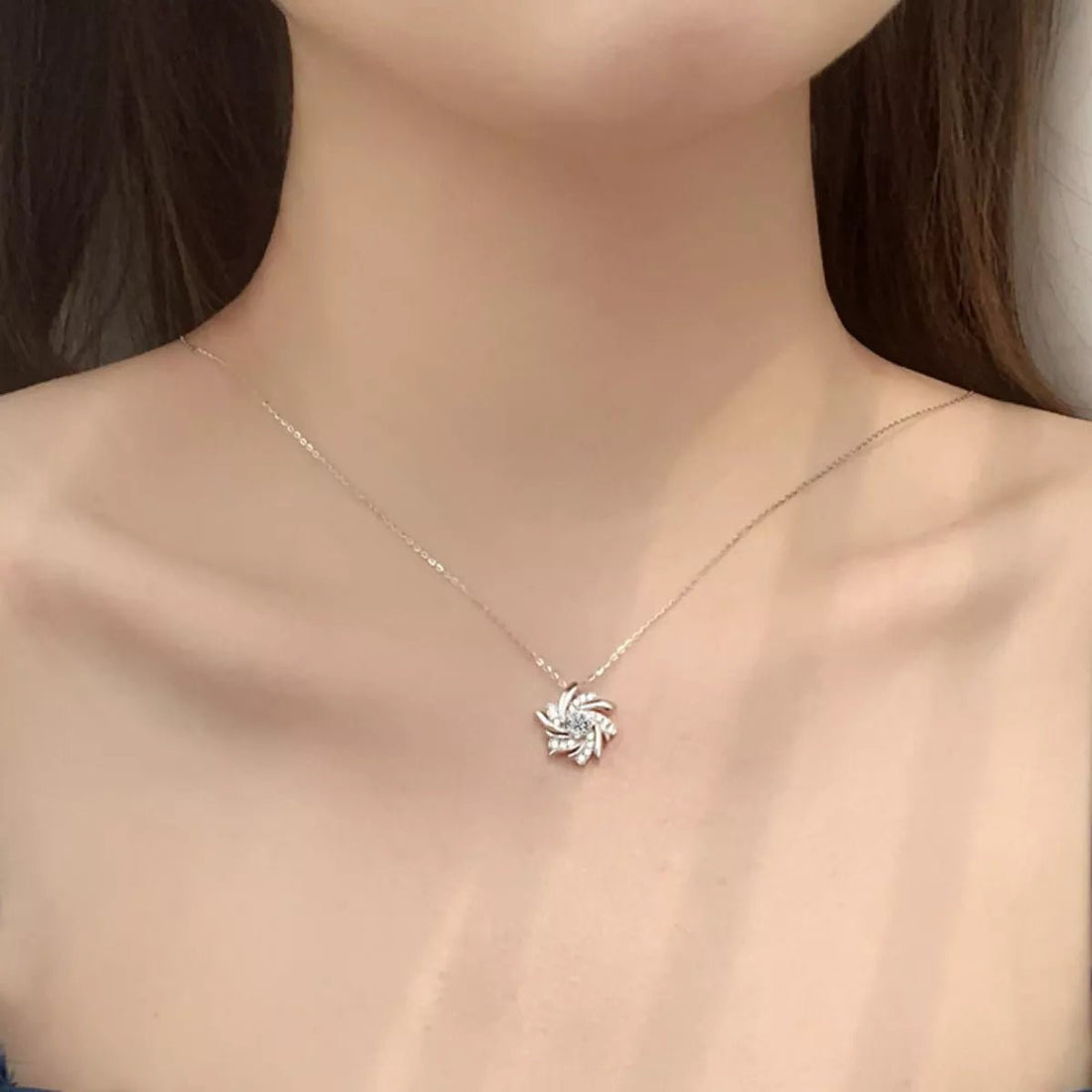 Sterling Silver Moissanite Pendant Necklace - 