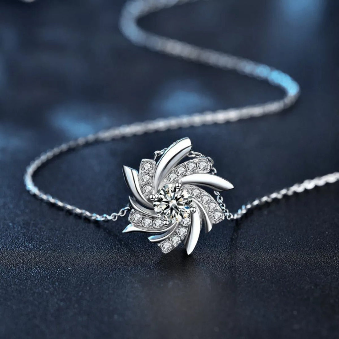 Sterling Silver Moissanite Pendant Necklace - 
