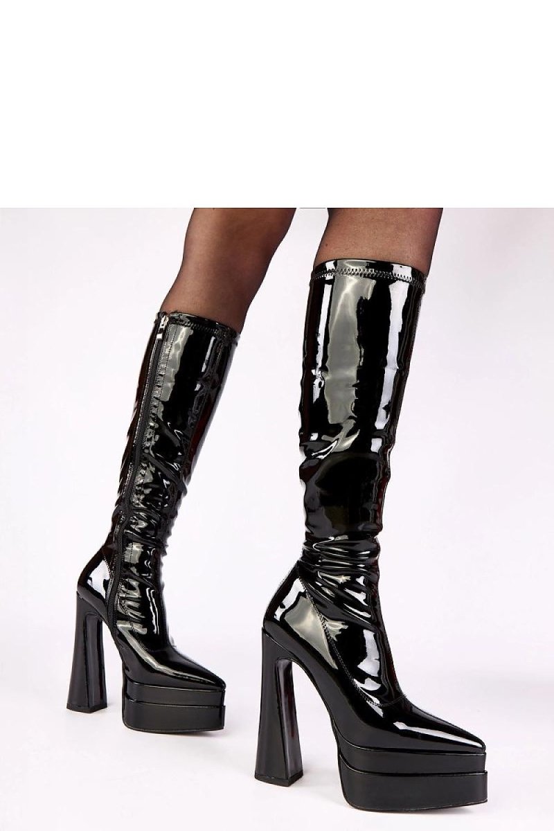 Stiletto Heel Boots with Platform and Pointed Toe - 