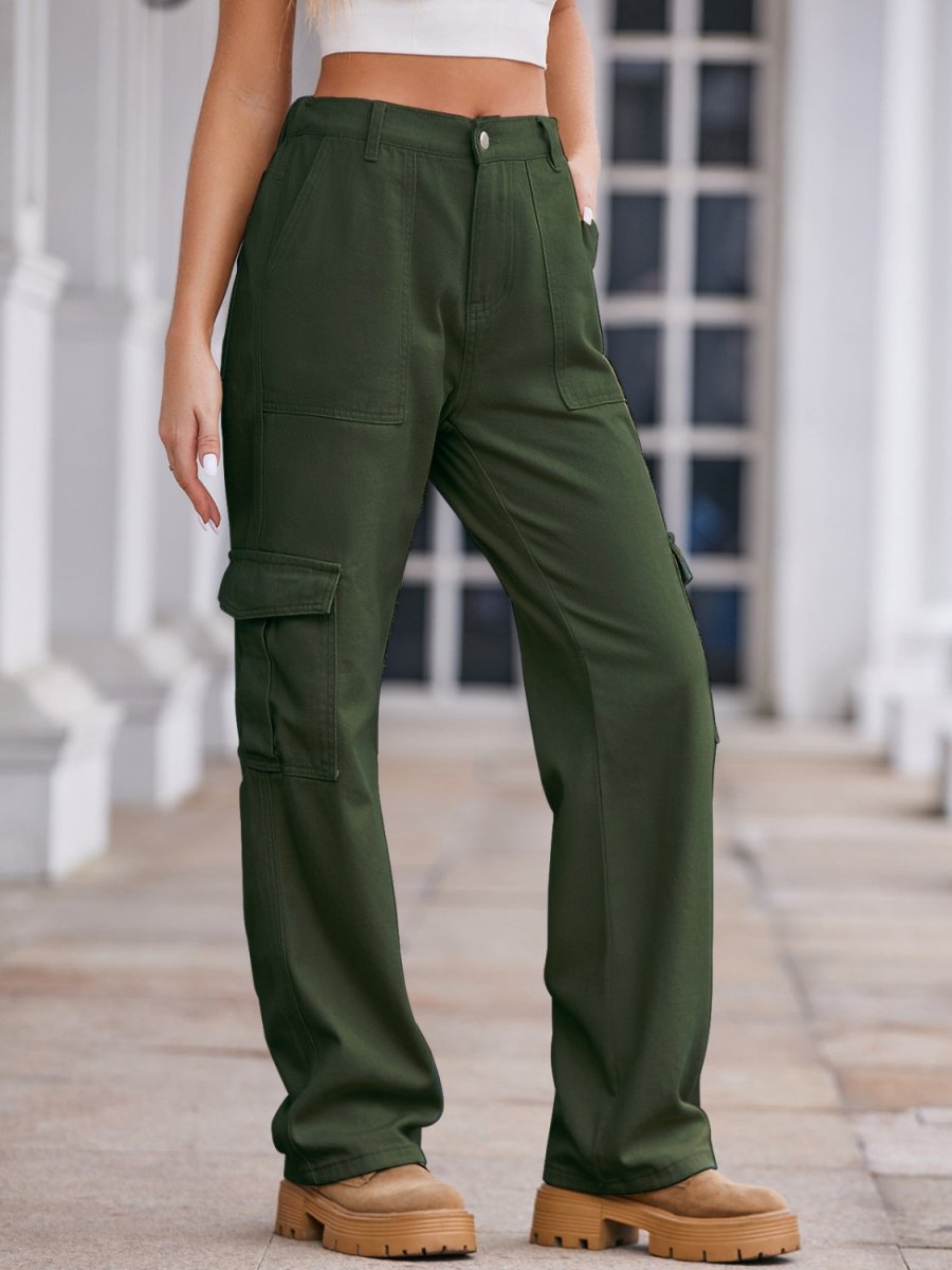 Straight Denim Cargo Pants - Bottoms