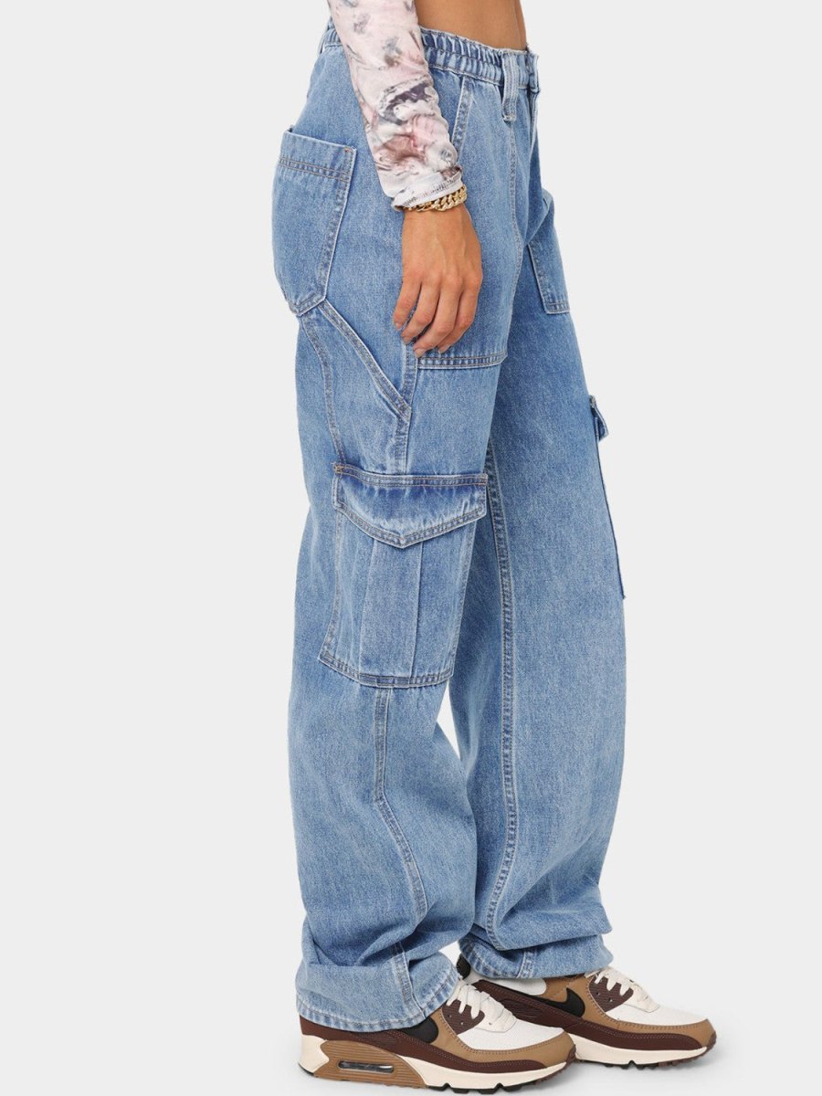 Straight Jeans with Pockets - Bottoms