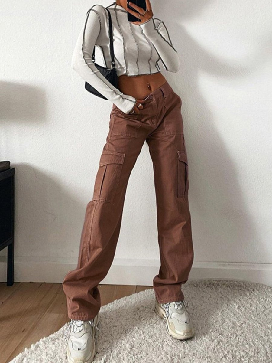 Straight Jeans with Pockets - Bottoms