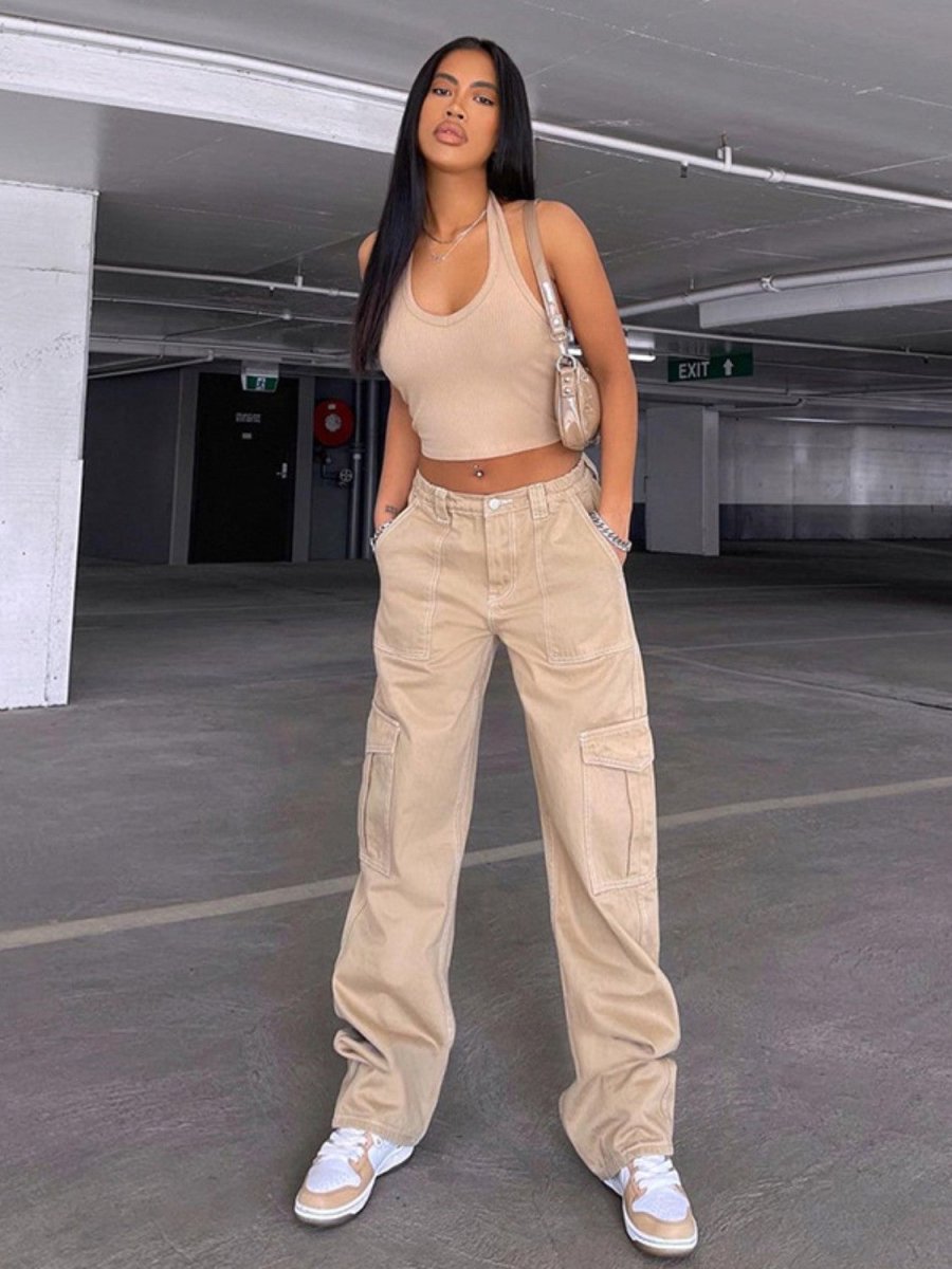 Straight Jeans with Pockets - Bottoms