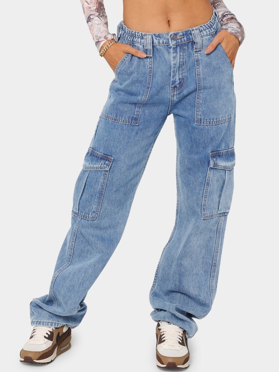 Straight Jeans with Pockets - Bottoms