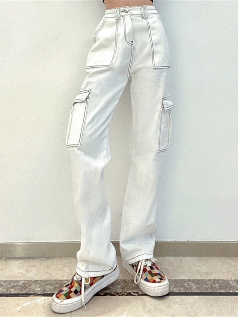 Straight Jeans with Pockets - Bottoms