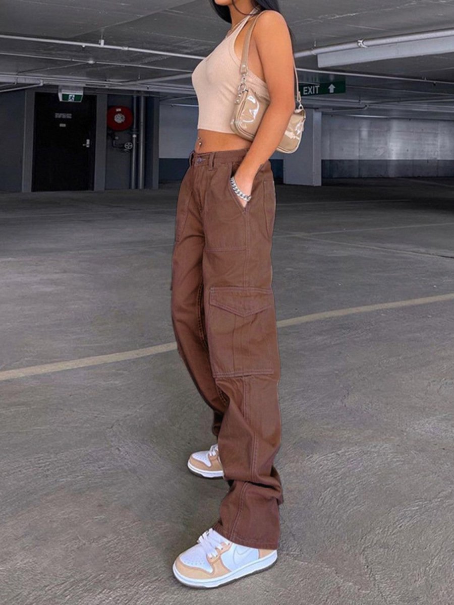 Straight Jeans with Pockets - Bottoms