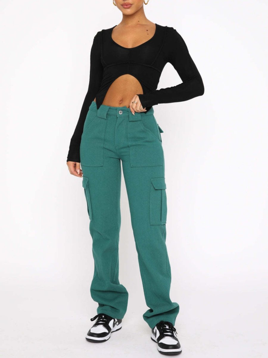 Straight Leg Cargo Pants - Bottoms
