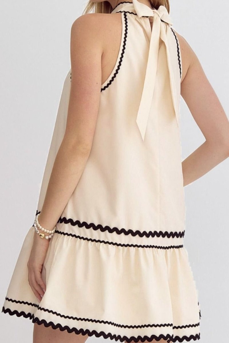 Stripe Ric Rac Trim Sleeveless Mini Dress - New Arrivals